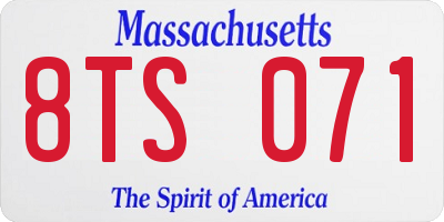 MA license plate 8TS071