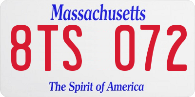 MA license plate 8TS072
