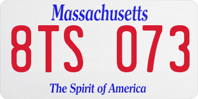 MA license plate 8TS073