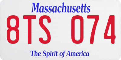 MA license plate 8TS074