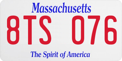 MA license plate 8TS076
