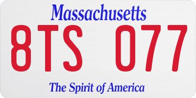MA license plate 8TS077
