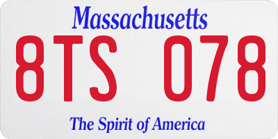 MA license plate 8TS078