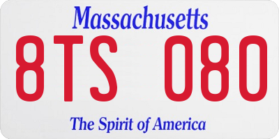 MA license plate 8TS080