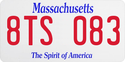 MA license plate 8TS083