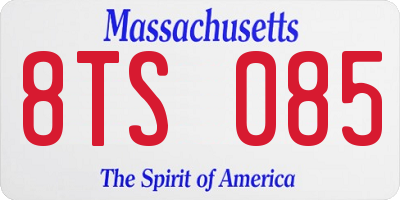 MA license plate 8TS085