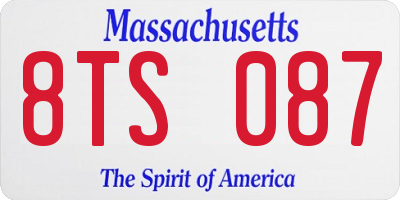 MA license plate 8TS087