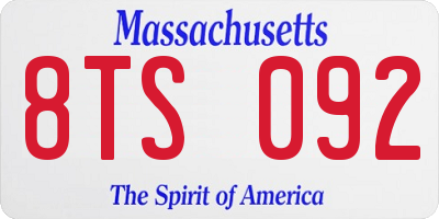 MA license plate 8TS092