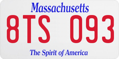 MA license plate 8TS093
