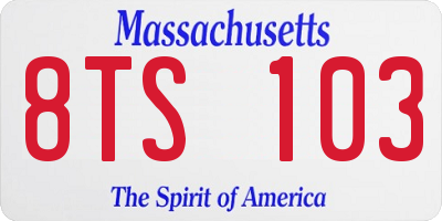 MA license plate 8TS103