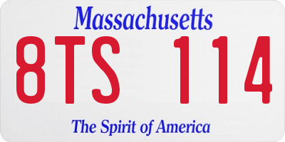 MA license plate 8TS114