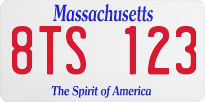 MA license plate 8TS123