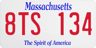 MA license plate 8TS134