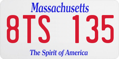 MA license plate 8TS135