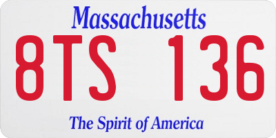 MA license plate 8TS136
