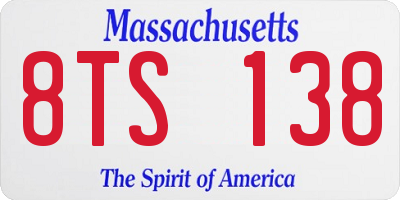 MA license plate 8TS138