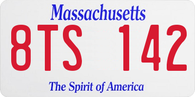 MA license plate 8TS142