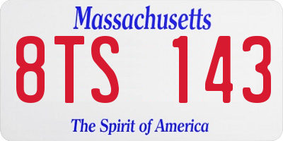 MA license plate 8TS143
