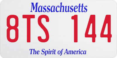 MA license plate 8TS144