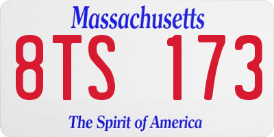 MA license plate 8TS173