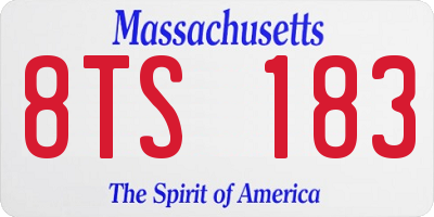 MA license plate 8TS183