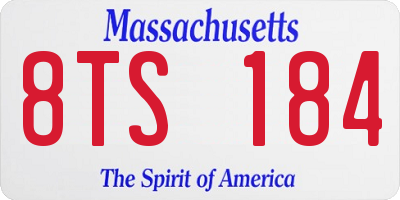 MA license plate 8TS184