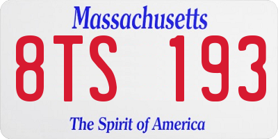 MA license plate 8TS193