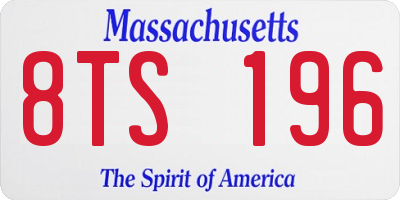 MA license plate 8TS196