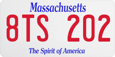 MA license plate 8TS202