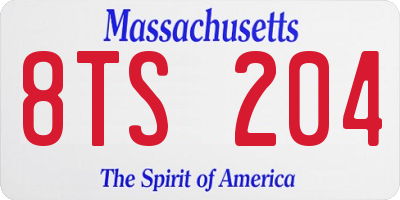MA license plate 8TS204