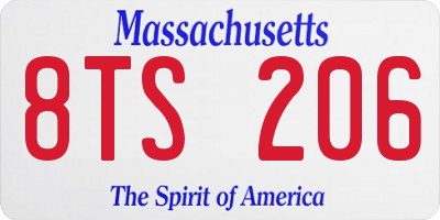 MA license plate 8TS206
