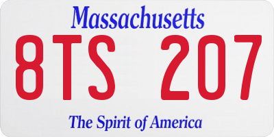MA license plate 8TS207