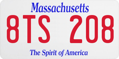 MA license plate 8TS208