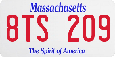 MA license plate 8TS209