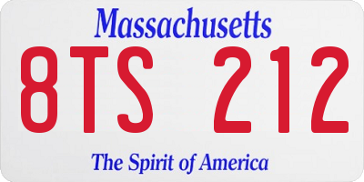 MA license plate 8TS212