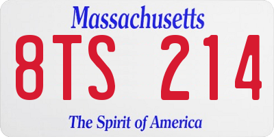 MA license plate 8TS214