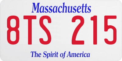 MA license plate 8TS215