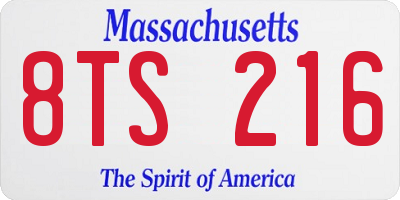 MA license plate 8TS216