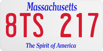 MA license plate 8TS217