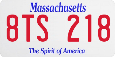 MA license plate 8TS218