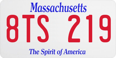 MA license plate 8TS219
