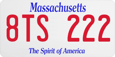 MA license plate 8TS222