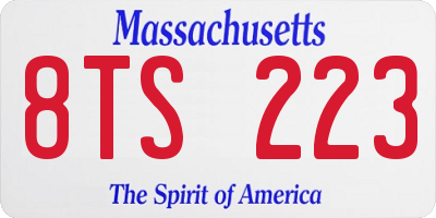 MA license plate 8TS223