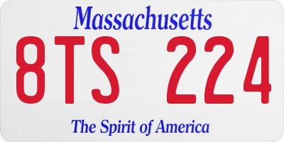 MA license plate 8TS224