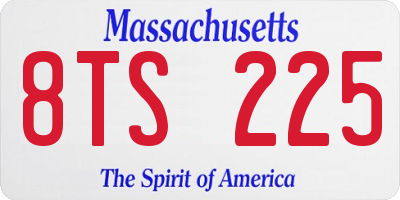 MA license plate 8TS225