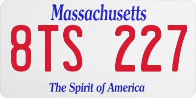 MA license plate 8TS227