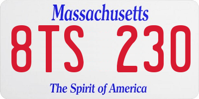 MA license plate 8TS230