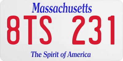 MA license plate 8TS231