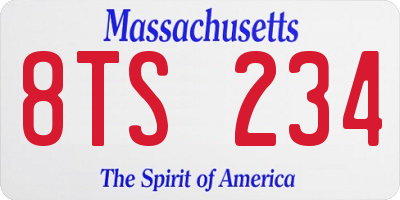 MA license plate 8TS234