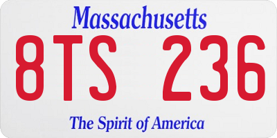MA license plate 8TS236